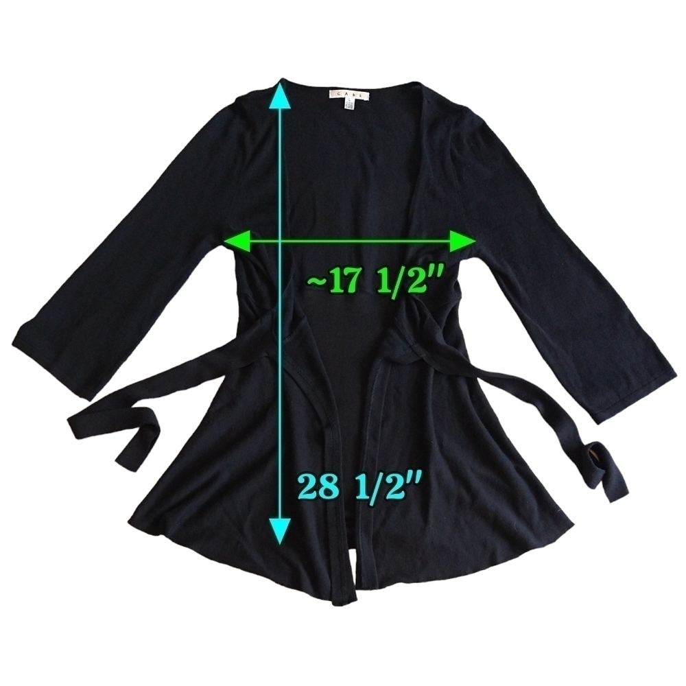 Cabi 286 Black Tie Front 3/4 Sleeve Cardigan Classic Layering Office Rare - Picture 3 of 7